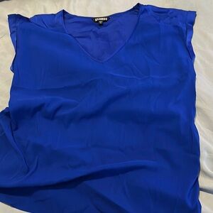 Express Blue Wrap Blouse